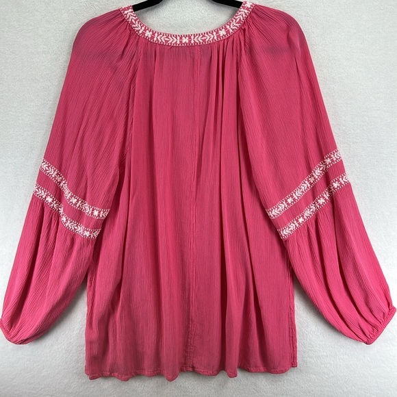 Lane Bryant Women’s Blouse Top Sz 14 Pink Boho Gypsy Peasant Rayon Like New - Picture 4 of 8